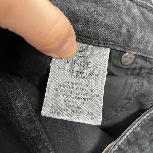 VINCE Black Skinny Jeans Womens Size 26 Black Ankle Zip Quiet Luxury Y2K Revival - Picture 10 of 11